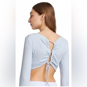 Wild Fable Open Back Lace-Up Bodysuit Light Blue